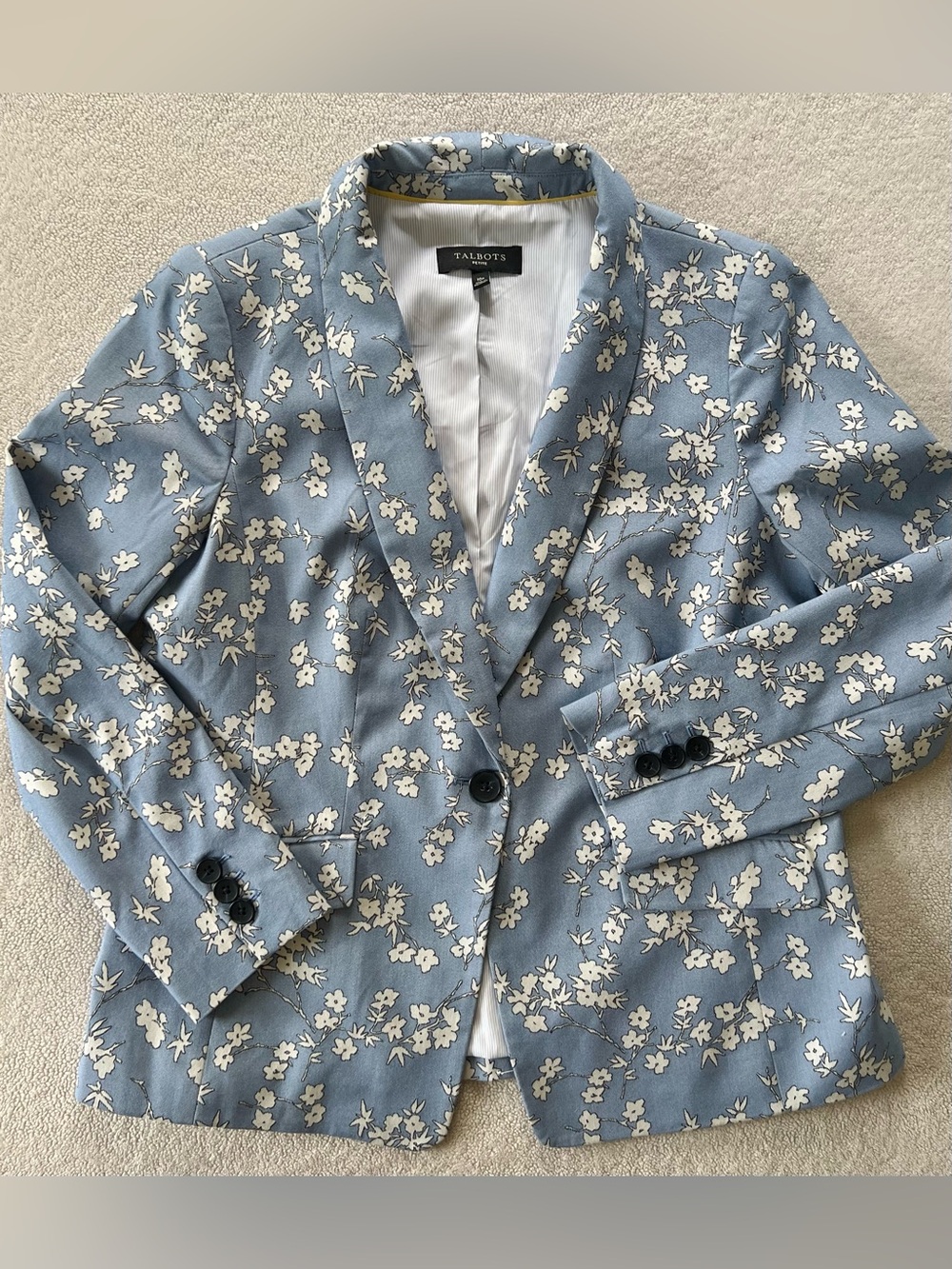 Talbots Women’s Light Blue Floral Blazer, Summer, Preppy, Cottagecore,Spring 10p
